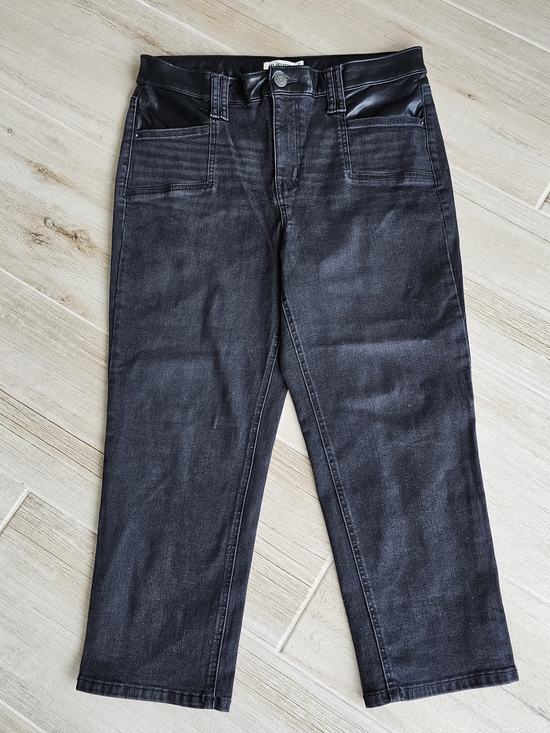 Maurices Denim - Maurices m Jeans Women's Black Cropped Jeans With Leather Yoke Size 14
